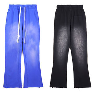 Pantalon de survêtement évasé noir 100% survêtement uni sweat à capuche lavé à l'acide bas évasés personnalisés Fitness vêtements de sport grande taille ensembles respirants - Product Image 4