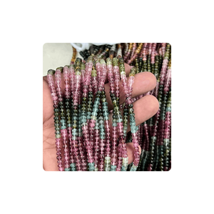 Hilo de 14 pulgadas de cuentas de piedra de turmalina múltiple natural de 5mm con forma de Rondelle suave para la fabricación de joyas - Product Image 3