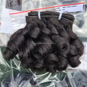 Luxury Human Hair Extensions Double Weft Machine Fumy Curly Hair Bundles Indonesian Virgin Remy Hair Cuticle Aligned <b>Tangled</b> - Product Image 5