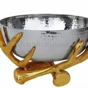 Cuenco de fruta de Metal, tazón decorativo de plata y oro - Product Image 1