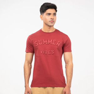 Nuevas camisetas de moda con letras en relieve para hombre, camisetas de manga corta con cuello redondo 100% de algodón en relieve para hombre - Product Image 2