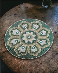 Handcrafted Round <b>Beaded</b> <b>Placemats</b> for Dining Table Wedding Christmas Decoration Family Gathering Parties - Product Image 6