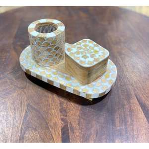 Ensemble brûleur de Bakhoor en nacre et résine avec plateau et encensoir – Décoration religieuse artisanale écologique pour la maison - Product Image 5