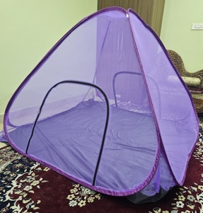 มุ้งกันยุงแบบพับได้ (เตียงคู่ขนาดคิงไซส์ พร้อมผ้าคลุมฐาน) - Product Image 3