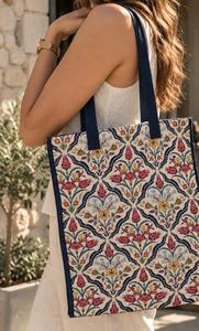 Bolso Tote de Hombro DAFNI BIG PAZAR Modelo 557, Diseño Vintage con Patrón de Ojos, Lona Sólida, Cierre de Cremallera, Bordado Digital en Poliéster - Product Image 3