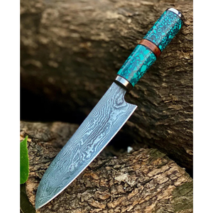 มีดเชฟเหล็กดามัสกัสแบบพรีเมี่ยมมีดโกนหนวดไฟฟ้าคมสำหรับใช้ในครัวมืออาชีพและที่บ้านด้ามจับใบมีดถังแบบเต็ม - Product Image 1