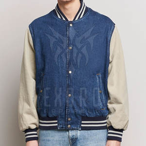 Venta caliente 2025 Hombres Jeans Letterman Chaquetas MOQ bajo Hombres Jeans Letterman Chaquetas Precio barato Hombres Jeans Chaquetas - Product Image 3