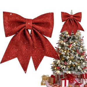 Liontin pohon Natal ikatan simpul pita Natal Glitter emas besar 2024 perlengkapan dekorasi pesta Tahun Baru Rumah - Product Image 6