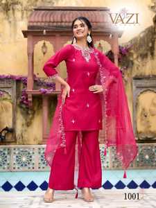 Conjunto de Kurti de 3 Piezas con Bordado Vaticano para Mujer, con Pantalones Acampanados y Dupatta - Ropa Étnica India para Fiestas de Maruti Fashion - Product Image 3