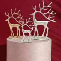 Ensemble de 3 sculptures de table en aluminium en forme de bois de cerf pour la décoration de la maison Diwali, centres de table au design moderne et épuré