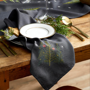 Mantel bordado para decoración del hogar, cuadros elegantes a rayas, 100% algodón, diseño personalizado, tejido de lino, fabricación al por mayor - Product Image 1