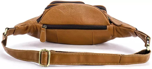 Genuine Leather Trendy <b>Waist</b> <b>Bag</b> <b>Men</b> Black Fanny Pack Male Multifunction Crossbody Chest <b>Bag</b> Travel <b>Bag</b> - Product Image 2