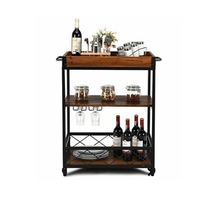 Greatest Quality 3 Tier Breakfast Serving <b>Trolley</b> Handmade Wood And Iron Food Serving <b>Trolley</b> For Restaurant Use - Product Image 1
