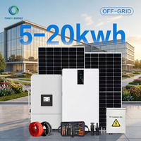 Système solaire domestique avec batterie LiFePO4, station d'alimentation sur réseau personnalisée OEM/ODM 20KW, contrôleur MPPT en silicium monocristallin