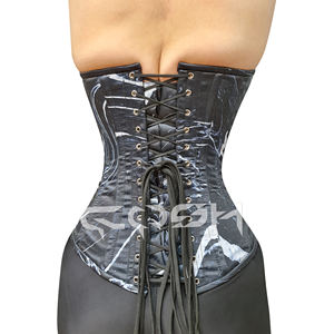 Corsé de moda con aros y varillas de acero, estilo overbust, de satén con estampado de mármol sublimado, para entrenamiento de cintura - Product Image 6