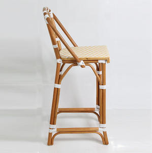 Beige White Wood <b>Bar</b> Stool with PE Wood Seat Eco-Friendly Durable for Home <b>Bar</b> Outdoor Dining Hotel & Apartment <b>Furniture</b> - Product Image 3