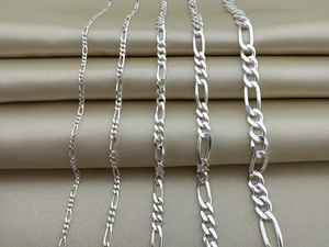 Chaîne Figaro en argent sterling 925 d'excellente qualité pour hommes et femmes Designer fait à la main Design classique à la mode Taille personnalisée - Product Image 5