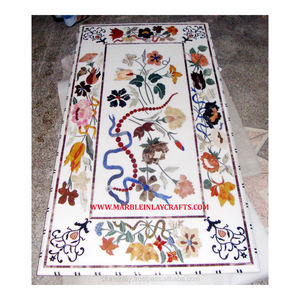 Plateau de Table en marbre blanc poli, fait à la main, en forme de Rectangle, avec Surface lisse et brillante - Product Image 1