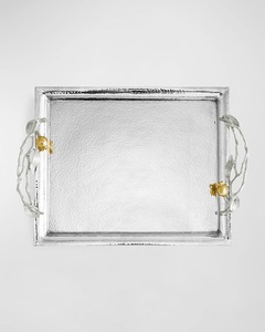 Plateau de service en argent et or de grenade avec plateau de service plaqué or 24 carats, gravé de motifs ornés - Product Image 4