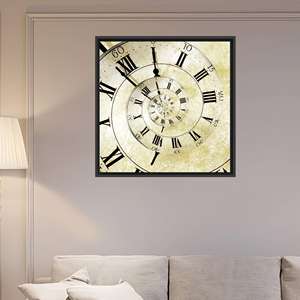 Impression sur toile d'art moderne avec horloge vintage - Décoration murale élégante pour bureau, encadrée en noir - Product Image 1