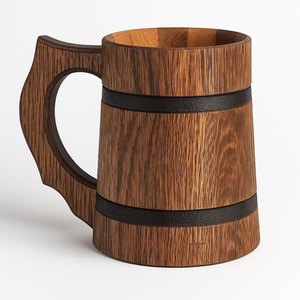 Taza de acero interior Natural de madera, producto único, taza de cerveza de tamaño personalizado con asa, uso de leche y jugo de café en casa - Product Image 6