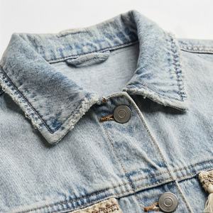 Winter Women Hot Denim Varsity Jacket Tribal Embroidered Beaded Outwear Ripped Lace Casual Loose Customized Color Stylish Coat - Product Image 4