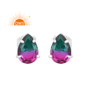 Meilleure vente de boucles d'oreilles en argent sterling fin bio tourmaline doublet de quartz avec pierres précieuses fabricant de bijoux personnalisé - Product Image 1