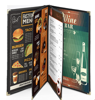 Le menu de restaurant de taille A4 en PVC transparent couvre le support de menu en cuir durable hôtels bars cafés avec dossier 4 pages 8 vues