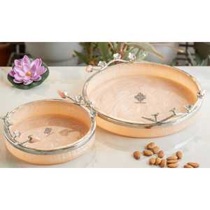 Bandeja Decorativa de Resina Plateada con Diseño Tradicional Indio, Color Rosa Belga, para Festivales, Regalos y Organización de Artículos de Vanidad - Product Image 6