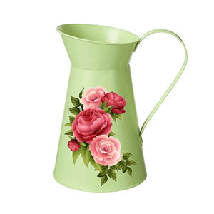 Charmante pichet en métal galvanisé jaune renoncule avec motif floral avec poignée pichet à eau parfait pour une utilisation à la maison - Product Image 2