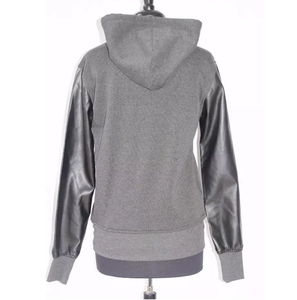 Sweat à capuche à manches en cuir PU personnalisé OEM pour hommes pull-over respirant logo avant couleur unie col à capuche design doublé saison d'hiver - Product Image 6