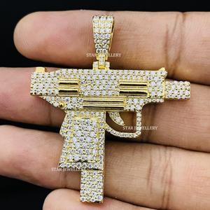 Pendentif GUN personnalisé VVS Moissanite D couleur, pendentif GUN Hip Hop Moissanite en argent 925, pendentif GUN personnalisé. - Product Image 2