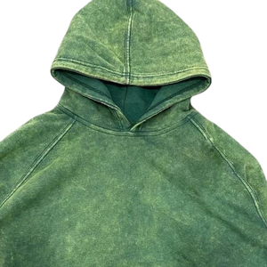 <b>Men</b> <b>Green</b> Acid Washed <b>Hoodie</b> Oversized Heavyweight Fleece Pullover Streetwear Vintage Custom Logo Cotton Thick Warm Winter Sales - Product Image 4