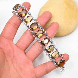 สร้อยข้อมือโทแพซสีน้ำผึ้ง เงินแท้ 925 ทำด้วยมือ เครื่องประดับเงิน สร้อยข้อมือพลอย ของขวัญวันเกิด วันแต่งงาน สำหรับเธอ - Product Image 2