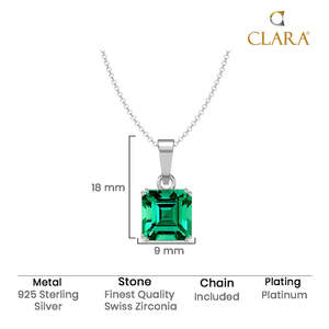 NOVAMART Fine 925 Pure Silver <b>Pendant</b> Necklace for Men & Boys <b>Emerald</b> Cut Diamond Freshwater Pearl Geometric Vintage Style Rhodi - Product Image 5