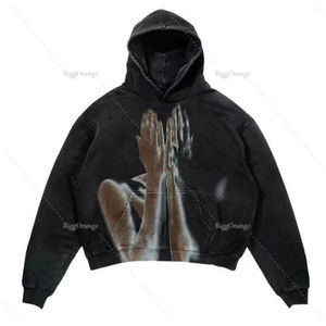 DCY 2024 Unisex Boxy Distressed Sun Fade Hoodie Vintage Boxy Oversized Hoodie para la técnica bordada de la temporada de otoño - Product Image 4