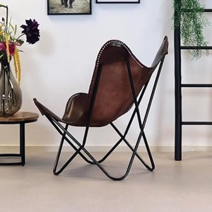 Handmade Vintage Luxury Leather Chair Foldable Indoor/Outdoor Rustic/Modern Antique Leisure Dining Bedroom Chair for Home Office - Product Image 2