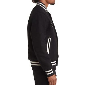 <b>Men's</b> Embroidery Pattern Canvas Stand Varsity Bomber <b>Jacket</b> <b>Lightweight</b> Casual Winter Windbreaker Button-Up Coat Polyester - Product Image 4