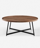 Table basse ronde en bois minimaliste moderne en gros Petites tables d'appoint de bar extérieur Tabourets Table à thé ronde en fer pour la fête