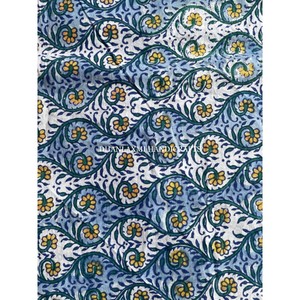 Tela indio de algodón con estampado de bloque de mano, Material de vestido de patio para correr de verano para falda, batas, Conjunto de pijama para bolsos y fundas - Product Image 5