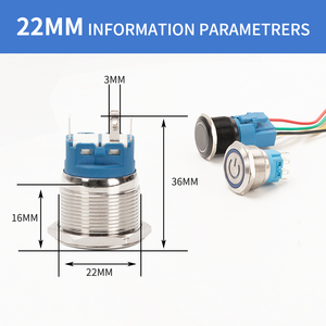 Interruptor de Botón Pulsador de Acero Inoxidable Impermeable, Interruptor Electrónico de Botón Pulsador con Bloqueo y Momentáneo, 12MM16MM19MM22MM - Product Image 4