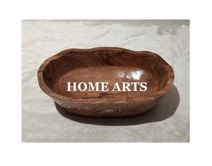 Bol à chocolats en bois de dernière conception bol de service de fruits de forme ovale de couleur brune de la meilleure qualité en Inde - Product Image 4