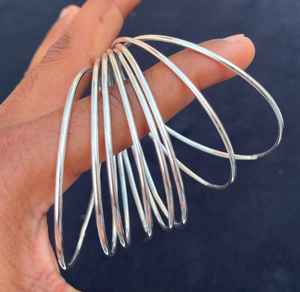 925 Silver 8 Of <b>Set</b> Polished Chunky Wide Band Minimalist Vintage Bahamian Stackable <b>Bracelet</b> Women Fashion Jewelry Wholesale - Product Image 2