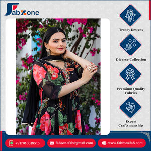 ชุดเดรสสีดำแขนยาวผ้าจอร์เจียพร้อมงานเย็บปักถักร้อยสีดำดีไซน์หรูหรา - Product Image 2