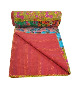 Edredón Kantha con estampado Floral múltiple hecho a mano indio bohemio colcha manta colcha algodón Boho acolchado ropa de cama Hippie - Product Image 3