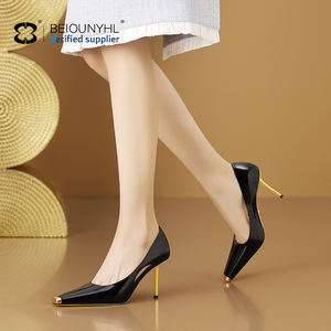 Nuevo estilo de mujer Patchwork más bombas stiletto zapatos de trabajo de oficina tacones de moda de lujo Zapatos de vestir de punta cuadrada para damas - Product Image 4