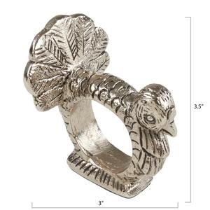Anillo de Servilleta de Latón Plateado con Forma de Pavo Real, para una Elegante Decoración de Mesa, Eventos Festivos y Regalos, de la India - Product Image 2