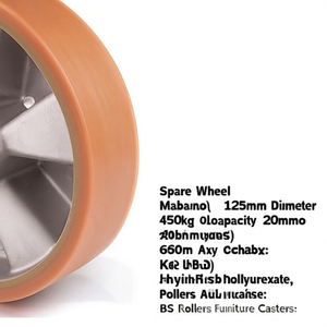 Rueda de Repuesto de 125 mm de Diámetro, Capacidad de Carga de 450 kg, Eje de 20 mm, Longitud del Buje de 60 mm, Rodillos de Poliuretano Fundido BS, Ruedas para Muebles - Product Image 3