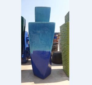 [Leo Nguyen Le] - Wholesale Blue Tall Round Glazed <b>Ceramic</b> Outdoor <b>Pots</b>, Garden <b>pots</b>, Blue Tall <b>Ceramic</b> <b>pots</b> - Product Image 1