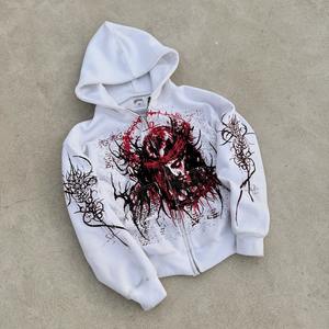 Custom Heavyweight 100% Cotton Winter Hoodies with Custom <b>Silk</b> Screen Printing Distressed Oversized Full-Zip Design - Product Image 1